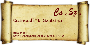 Csincsák Szabina névjegykártya