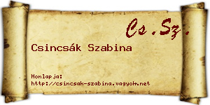 Csincsák Szabina névjegykártya